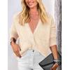imagePRETTYGARDEN Womens Knit Cardigan Sweaters Casual Long Sleeve Open Front Button Up Ribbed Fall Spring Sweater JacketsBeige