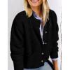 imagePRETTYGARDEN Womens Knit Cardigan Sweaters Casual Long Sleeve Open Front Button Up Ribbed Fall Spring Sweater JacketsBlack