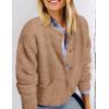 imagePRETTYGARDEN Womens Knit Cardigan Sweaters Casual Long Sleeve Open Front Button Up Ribbed Fall Spring Sweater JacketsCamel