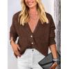 imagePRETTYGARDEN Womens Knit Cardigan Sweaters Casual Long Sleeve Open Front Button Up Ribbed Fall Spring Sweater JacketsCoffee