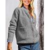 imagePRETTYGARDEN Womens Knit Cardigan Sweaters Casual Long Sleeve Open Front Button Up Ribbed Fall Spring Sweater JacketsGrey