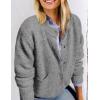 imagePRETTYGARDEN Womens Knit Cardigan Sweaters Casual Long Sleeve Open Front Button Up Ribbed Fall Spring Sweater JacketsGrey