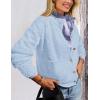imagePRETTYGARDEN Womens Knit Cardigan Sweaters Casual Long Sleeve Open Front Button Up Ribbed Fall Spring Sweater JacketsLight Blue