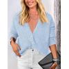 imagePRETTYGARDEN Womens Knit Cardigan Sweaters Casual Long Sleeve Open Front Button Up Ribbed Fall Spring Sweater JacketsLight Blue