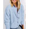 imagePRETTYGARDEN Womens Knit Cardigan Sweaters Casual Long Sleeve Open Front Button Up Ribbed Fall Spring Sweater JacketsLight Blue