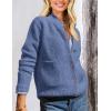 imagePRETTYGARDEN Womens Knit Cardigan Sweaters Casual Long Sleeve Open Front Button Up Ribbed Fall Spring Sweater JacketsMist Blue