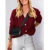 imagePRETTYGARDEN Womens Knit Cardigan Sweaters Casual Long Sleeve Open Front Button Up Ribbed Fall Spring Sweater JacketsWine Red