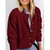 imagePRETTYGARDEN Womens Knit Cardigan Sweaters Casual Long Sleeve Open Front Button Up Ribbed Fall Spring Sweater JacketsWine Red