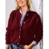 imagePRETTYGARDEN Womens Knit Cardigan Sweaters Casual Long Sleeve Open Front Button Up Ribbed Fall Spring Sweater JacketsWine Red