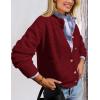 imagePRETTYGARDEN Womens Knit Cardigan Sweaters Casual Long Sleeve Open Front Button Up Ribbed Fall Spring Sweater JacketsWine Red