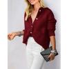imagePRETTYGARDEN Womens Knit Cardigan Sweaters Casual Long Sleeve Open Front Button Up Ribbed Fall Spring Sweater JacketsWine Red