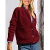 imagePRETTYGARDEN Womens Knit Cardigan Sweaters Casual Long Sleeve Open Front Button Up Ribbed Fall Spring Sweater JacketsWine Red