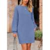 imagePRETTYGARDEN Womens Oversized Sweater Dress 2025 Fall Long Sleeve Crewneck Chunky Knit Slouchy Winter Pullover SweatersMist Blue