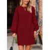 imagePRETTYGARDEN Womens Oversized Sweater Dress 2025 Fall Long Sleeve Crewneck Chunky Knit Slouchy Winter Pullover SweatersWine Red