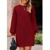 imagePRETTYGARDEN Womens Oversized Sweater Dress 2025 Fall Long Sleeve Crewneck Chunky Knit Slouchy Winter Pullover SweatersWine Red