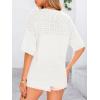 imagePRETTYGARDEN Womens Short Sleeve Sweater Tops 2025 Spring Summer Casual V Neck Ribbed Knit Trendy Eyelet Blouse T ShirtsBeige White