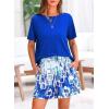 imagePRETTYGARDEN Womens Summer 2 Piece Outfits Lounge Sets Short Sleeve Tee Shirts Tops Blouses Pockets Printed Shorts TracksuitBlue