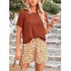 imagePRETTYGARDEN Womens Summer 2 Piece Outfits Lounge Sets Short Sleeve Tee Shirts Tops Blouses Pockets Printed Shorts TracksuitBrown