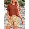 imagePRETTYGARDEN Womens Summer 2 Piece Outfits Lounge Sets Short Sleeve Tee Shirts Tops Blouses Pockets Printed Shorts TracksuitBrown