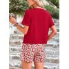 imagePRETTYGARDEN Womens Summer 2 Piece Outfits Lounge Sets Short Sleeve Tee Shirts Tops Blouses Pockets Printed Shorts TracksuitRed