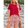 imagePRETTYGARDEN Womens Summer 2 Piece Outfits Lounge Sets Short Sleeve Tee Shirts Tops Blouses Pockets Printed Shorts TracksuitRed
