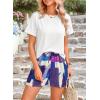imagePRETTYGARDEN Womens Summer 2 Piece Outfits Lounge Sets Short Sleeve Tee Shirts Tops Blouses Pockets Printed Shorts TracksuitWhite