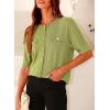 imagePRETTYGARDEN Womens Summer Button Down Shirts Casual Short Sleeve Crew Neck Ribbed Knit Blouse Top CardigansAvocado Green