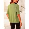 imagePRETTYGARDEN Womens Summer Button Down Shirts Casual Short Sleeve Crew Neck Ribbed Knit Blouse Top CardigansAvocado Green