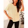imagePRETTYGARDEN Womens Summer Button Down Shirts Casual Short Sleeve Crew Neck Ribbed Knit Blouse Top CardigansBeige