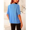 imagePRETTYGARDEN Womens Summer Button Down Shirts Casual Short Sleeve Crew Neck Ribbed Knit Blouse Top CardigansBlue