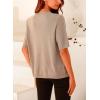 imagePRETTYGARDEN Womens Summer Button Down Shirts Casual Short Sleeve Crew Neck Ribbed Knit Blouse Top CardigansCamel