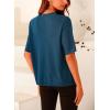 imagePRETTYGARDEN Womens Summer Button Down Shirts Casual Short Sleeve Crew Neck Ribbed Knit Blouse Top CardigansDark Blue