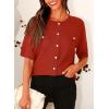 imagePRETTYGARDEN Womens Summer Button Down Shirts Casual Short Sleeve Crew Neck Ribbed Knit Blouse Top CardigansRust Red