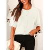 imagePRETTYGARDEN Womens Summer Button Down Shirts Casual Short Sleeve Crew Neck Ribbed Knit Blouse Top CardigansWhite