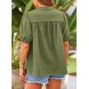 imagePRETTYGARDEN Womens Summer Button Down Shirts Short Lantern Sleeve V Neck Cotton Cute Dressy Casual Ladies Tops BlousesLight Army Green