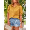 imagePRETTYGARDEN Womens Summer Button Down Shirts Short Lantern Sleeve V Neck Cotton Cute Dressy Casual Ladies Tops BlousesTurmeric