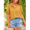 imagePRETTYGARDEN Womens Summer Button Down Shirts Short Lantern Sleeve V Neck Cotton Cute Dressy Casual Ladies Tops BlousesTurmeric