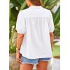 imagePRETTYGARDEN Womens Summer Button Down Shirts Short Lantern Sleeve V Neck Cotton Cute Dressy Casual Ladies Tops BlousesWhite