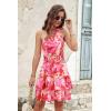 imagePRETTYGARDEN Womens Summer Tie One Shoulder Boho Floral Dress Elastic Waist Tiered Ruffle A Line Flowy Mini DressesPrint Pink