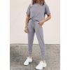 imagePRETTYGARDEN Womens Two Piece Sets 2025 Summer Spring Jogger Pants Travel Vacation Lounge Outfits Airplane Matching ClothesLight Grey