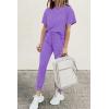 imagePRETTYGARDEN Womens Two Piece Sets 2025 Summer Spring Jogger Pants Travel Vacation Lounge Outfits Airplane Matching ClothesLight Purple
