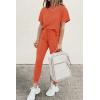 imagePRETTYGARDEN Womens Two Piece Sets 2025 Summer Spring Jogger Pants Travel Vacation Lounge Outfits Airplane Matching ClothesOrange Red