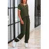 imagePRETTYGARDEN Womens Two Piece Sets 2025 Summer Spring Jogger Pants Travel Vacation Lounge Outfits Airplane Matching ClothesStripes Army Green