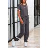 imagePRETTYGARDEN Womens Two Piece Sets 2025 Summer Spring Jogger Pants Travel Vacation Lounge Outfits Airplane Matching ClothesStripes Grey