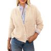 imagePRETTYGARDEN Womens Knit Cardigan Sweaters Casual Long Sleeve Open Front Button Up Ribbed Fall Spring Sweater JacketsBeige