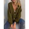 imagePRETTYGARDEN Cardigan Sweaters for Women Trendy Fall 2025 Long Sleeve Button Down Oversized Chunky Knit Sweater OuterwearArmy Green