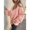 imagePRETTYGARDEN Cardigan Sweaters for Women Trendy Fall 2025 Long Sleeve Button Down Oversized Chunky Knit Sweater OuterwearPink