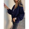 imagePRETTYGARDEN Cardigan Sweaters for Women Trendy Fall 2025 Long Sleeve Button Down Oversized Chunky Knit Sweater OuterwearRoyal Blue