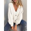 imagePRETTYGARDEN Cardigan Sweaters for Women Trendy Fall 2025 Long Sleeve Button Down Oversized Chunky Knit Sweater OuterwearWhite