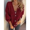 imagePRETTYGARDEN Cardigan Sweaters for Women Trendy Fall 2025 Long Sleeve Button Down Oversized Chunky Knit Sweater OuterwearWine Red